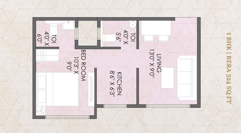 Shreeji-Skyrise-Centralink-Floor-Plan-1 BHK-324 Sqft